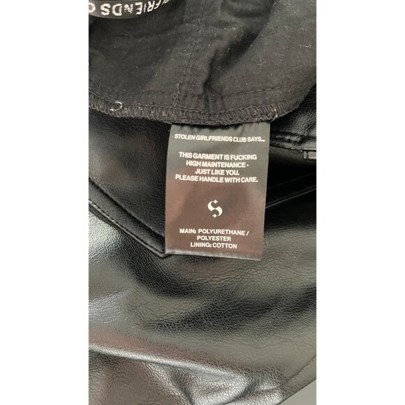STOLEN GIRLFRIENDS CLUB BUTTON FLY BERMUDA VEGAN LEATHER SHORTS S - Picture 8 of 8